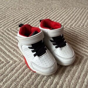 Kids White and Red High Top Sneakers